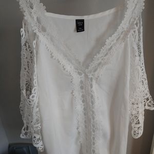 White LACE blouse cold shoulder